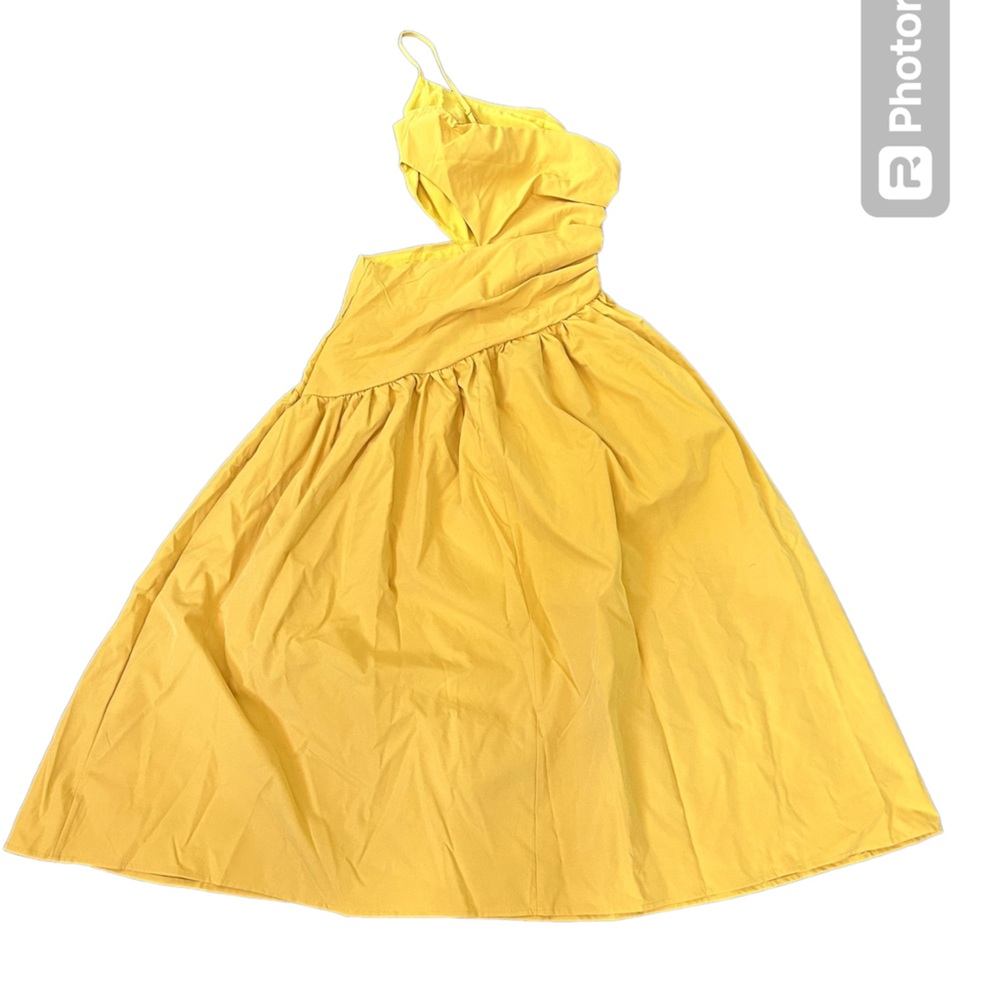 Yellow midi cut out dress